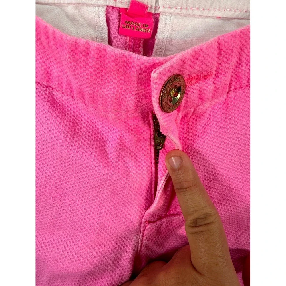 Lilly Pulitzer Buttercup Short Women 00 Pink Cotton Scalloped Hem Casual Stretch